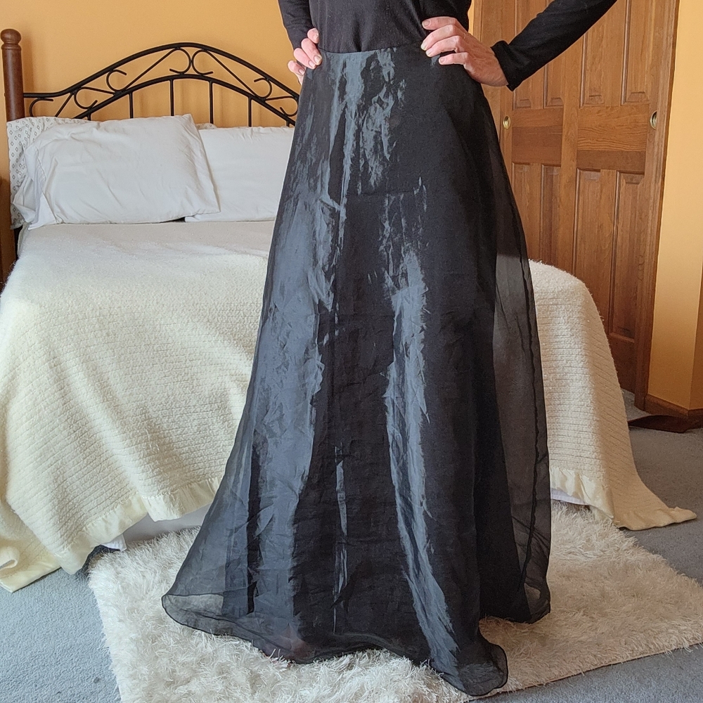 Long Black Maxi Formal Prom A-line Skirt, Size S